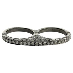 Pave Diamond Two Finger Ring In Silver