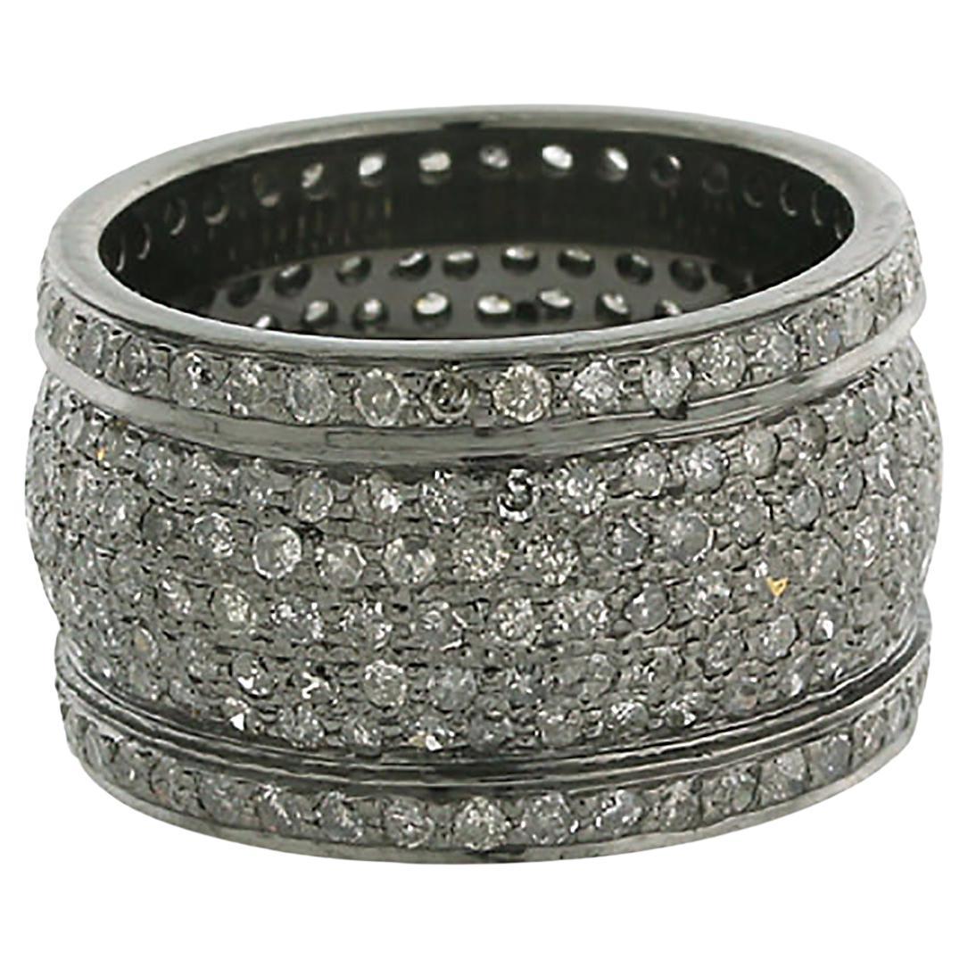 Pave Diamond Cigar Band Ring For Sale