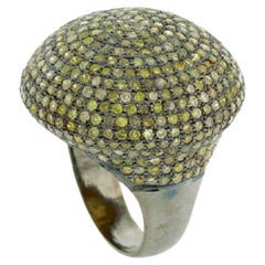Multicolored Pave Diamond Dome Ring Made In Silver