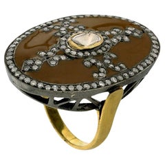 Pave Diamant-Emaille-Ring in 18k Gold & Silber gemacht