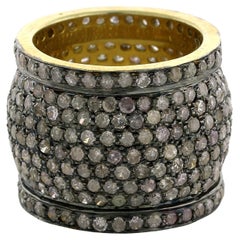 6.51ct Pave Diamond Cigar Band Ring Made In Silver