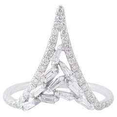 V Shaped Geometric Diamond Ring Made In 18k White Gold