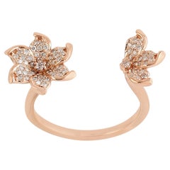 Between The Finger Flower Ring With Diamonds Made In 18k Rose Gold
