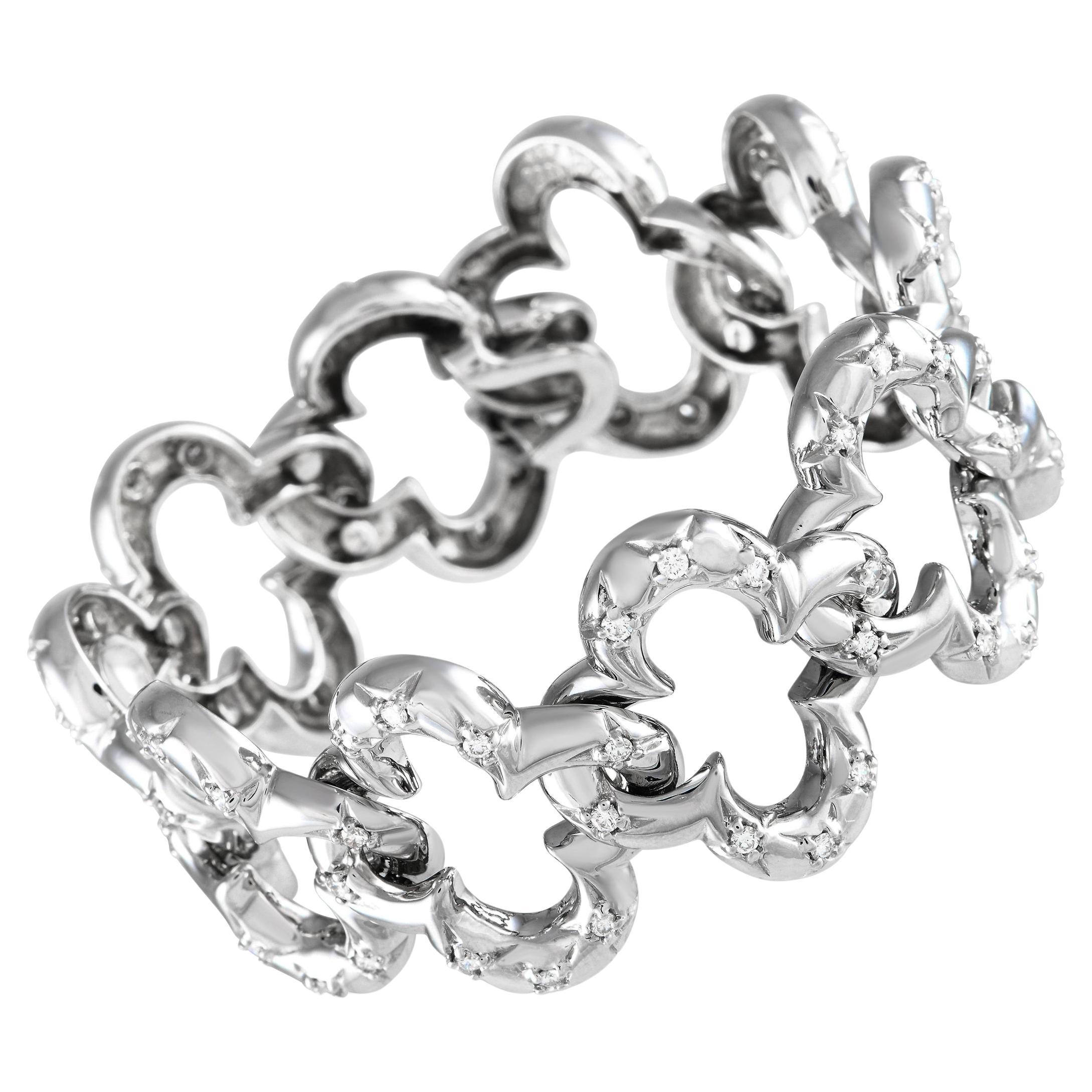Van Cleef & Arpels Alhambra 18K White Gold 2.0ct Diamond Link Bracelet For Sale