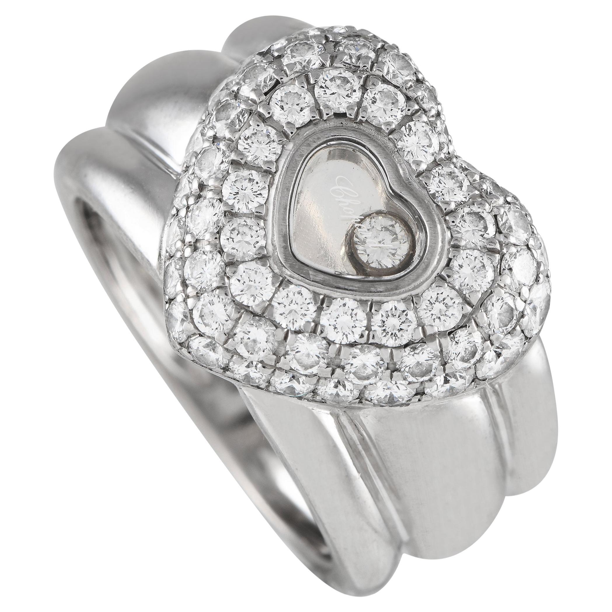 Chopard 18K White Gold 1.0ct Diamond Heart Ring For Sale