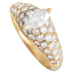 Cartier 18K Yellow Gold 1.0ct Diamond Marquise Pave Engagement Ring
