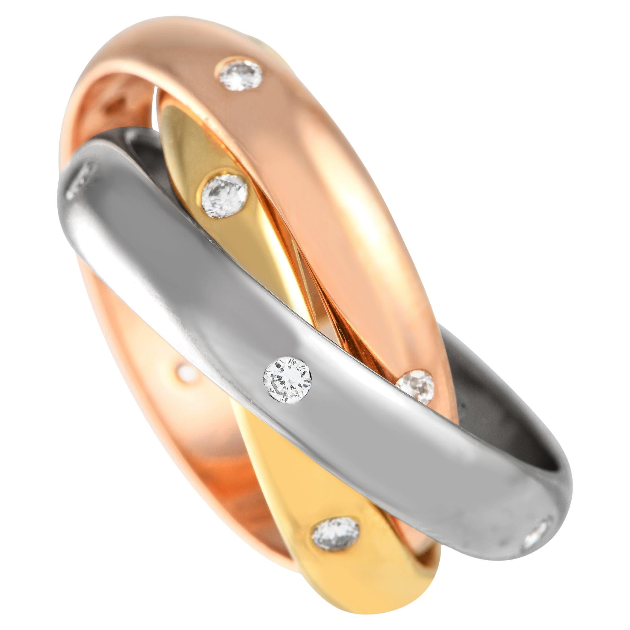 Cartier Constellation 18K Rose, White, and Yellow Gold Ring