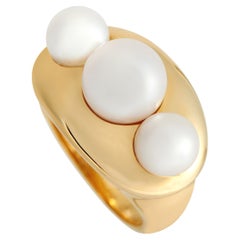 Chanel 18K Yellow Gold Pearl Trio Ring
