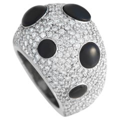 14K White Gold 3.85ct Diamond and Onyx Cocktail Ring