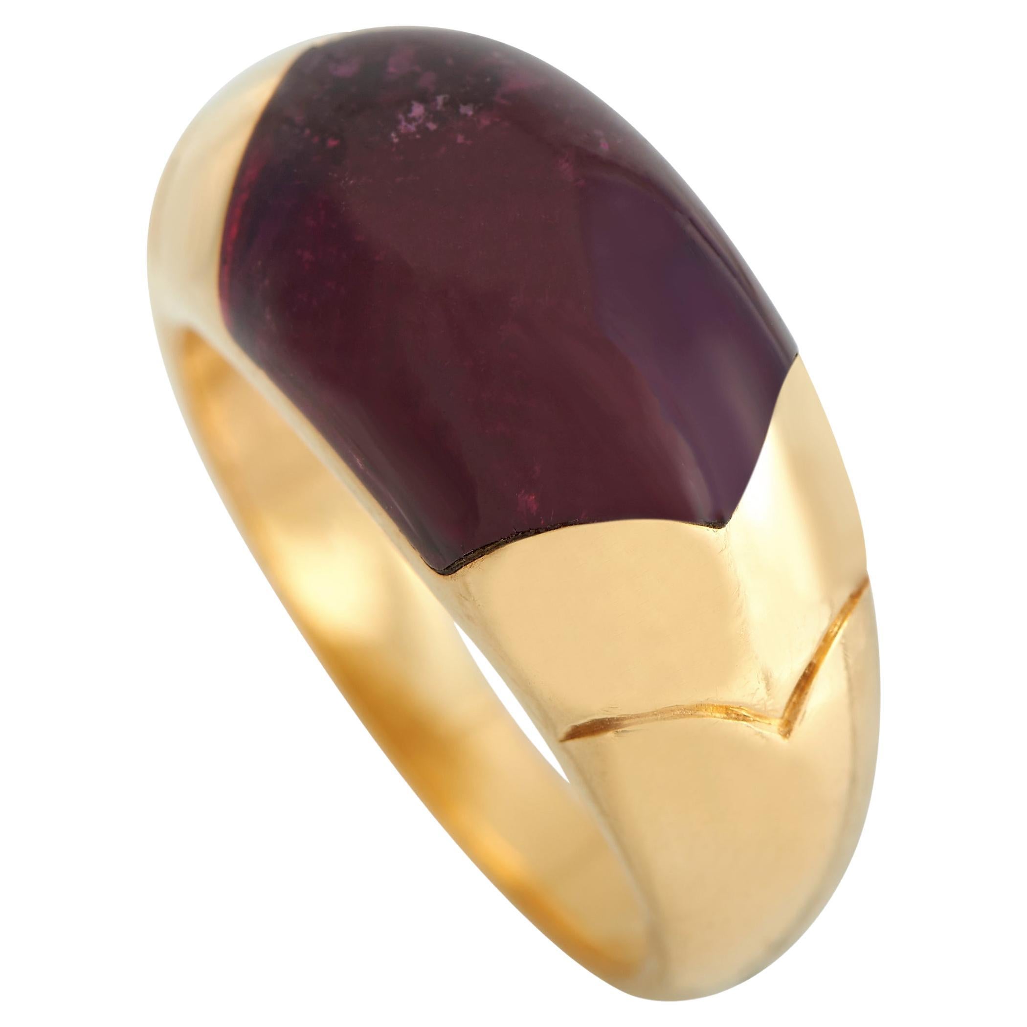 Bvlgari Tronchetto 18K Yellow Gold Red Tourmaline Ring