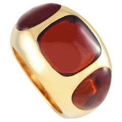 Pomellato Bisanzio 18K Yellow Gold Garnet Three-Stone Domed Cocktail Ring