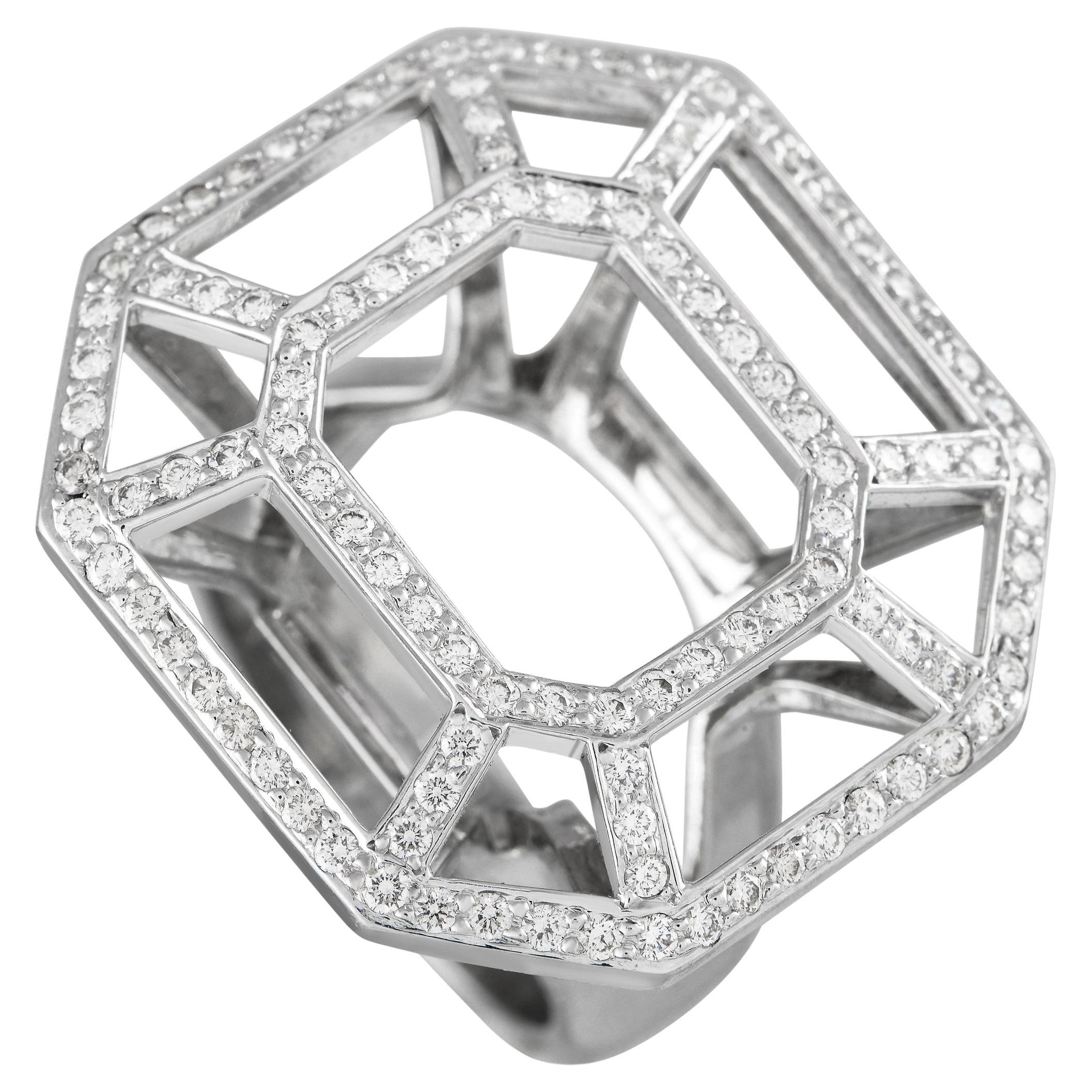 Tiffany & Co. Paloma Picasso, bague géométrique en or blanc 18 carats avec diamants de 1,25 carat