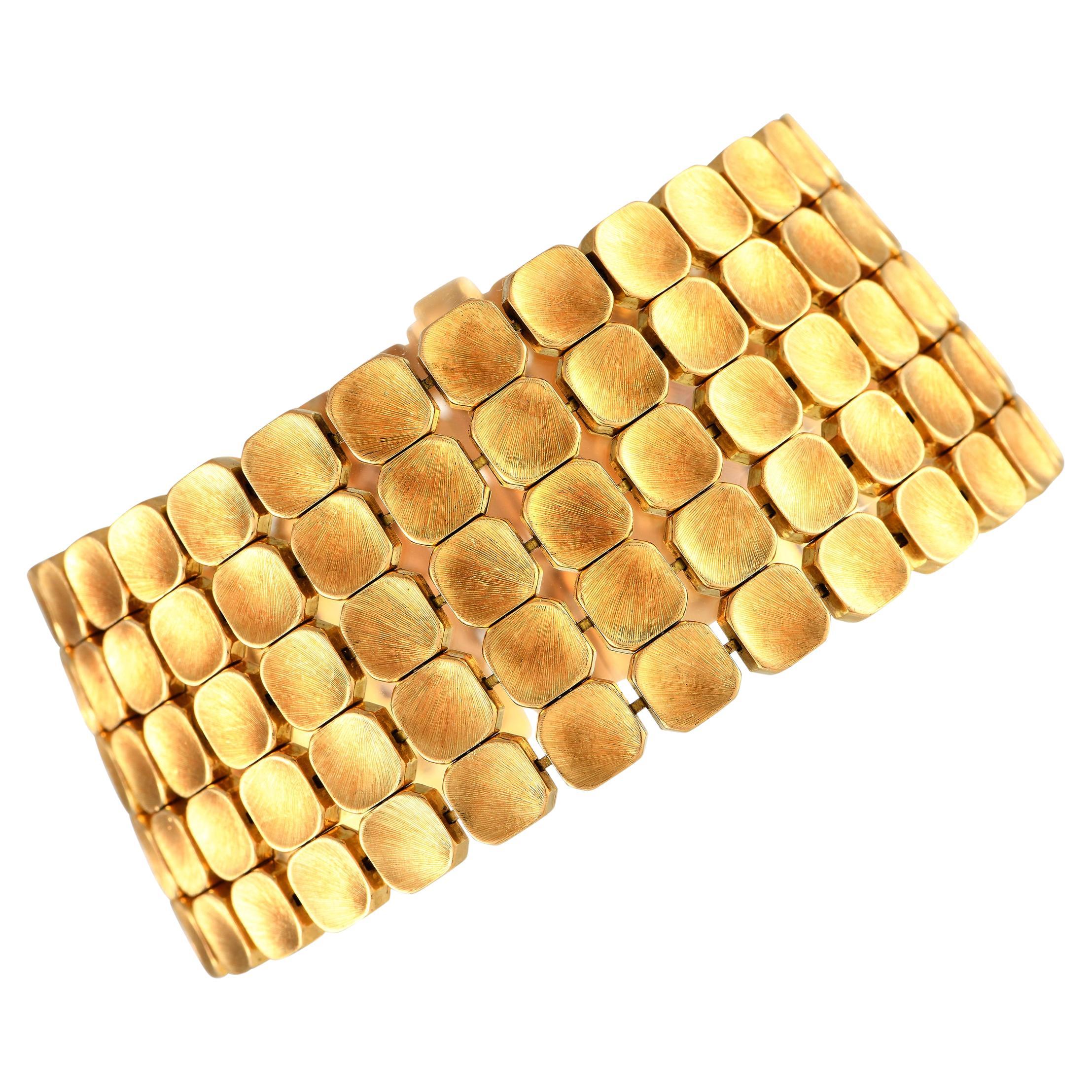 Buccellati Vintage 18 Karat Gelbgold F�ünfreihiges Fliesenarmband mit Kacheln