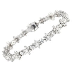 18K White Gold 4.0ct Diamond Flower Line Bracelet