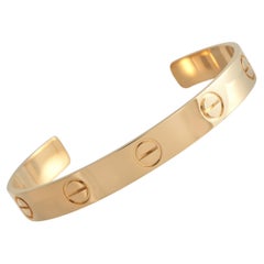 Cartier LOVE 18K Yellow Gold Cuff Bracelet Size 20