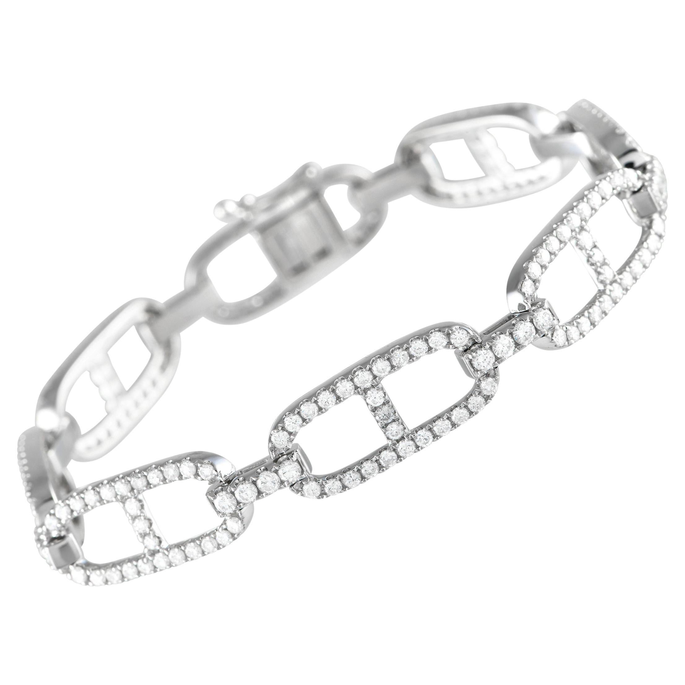18K White Gold 3.52ct Diamond Link Bracelet For Sale