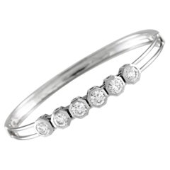 Bracelet jonc en or blanc 18 carats avec six diamants de 3,10 carats