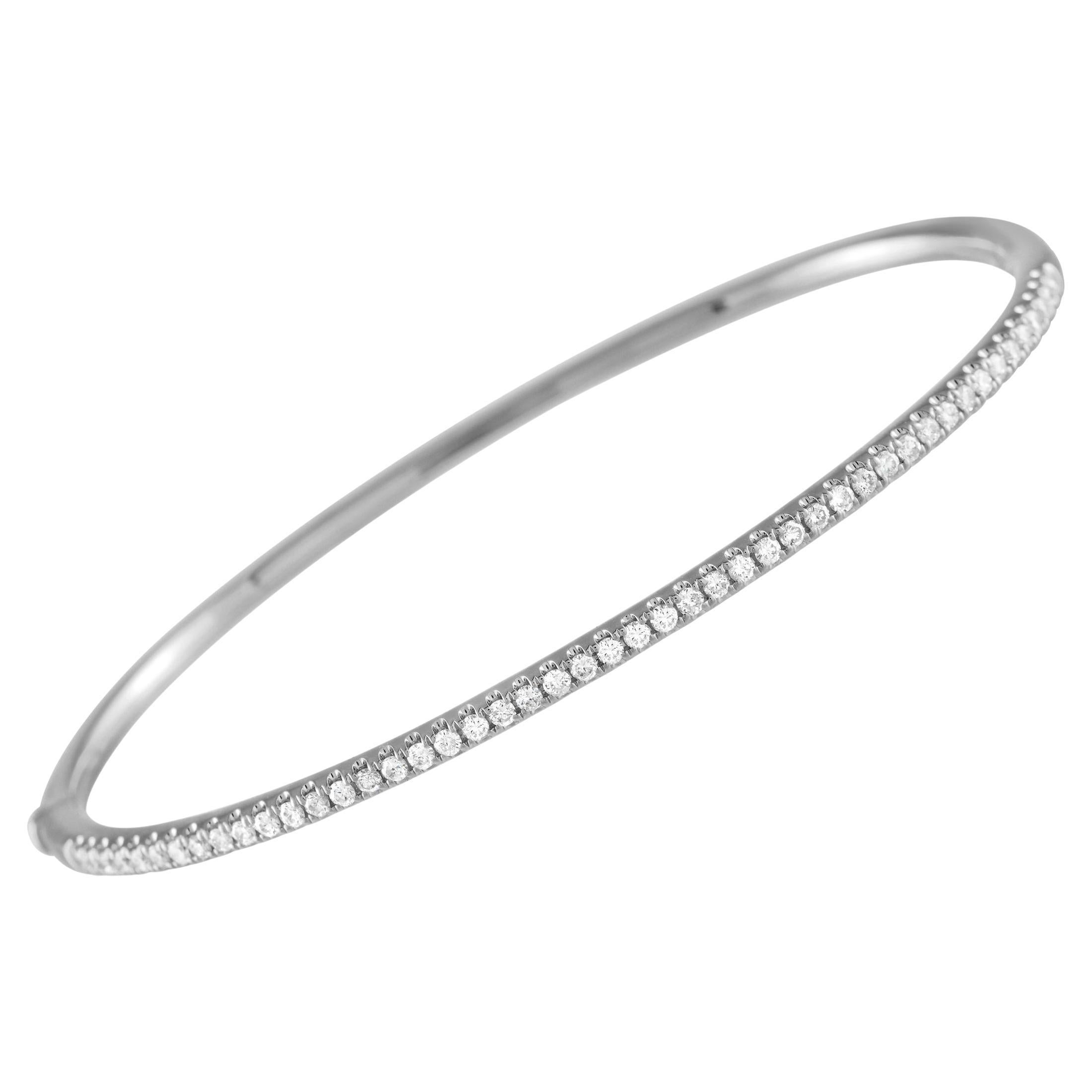 18K White Gold 0.50ct Half-Eternity Bangle Bracelet ALB-15074