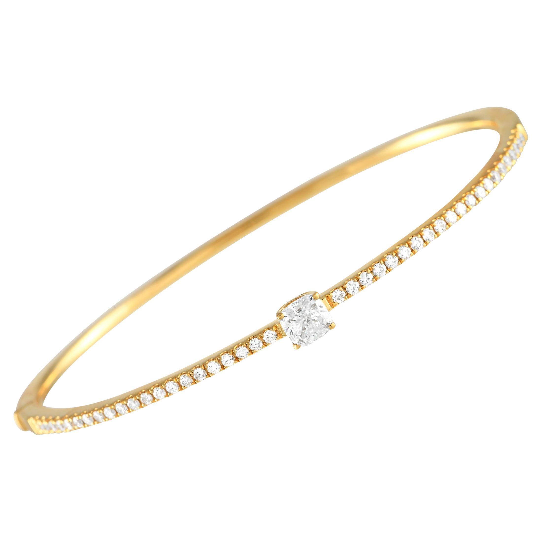 18K Yellow Gold 1.05ct Diamond Bangle Bracelet