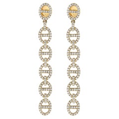 18K Yellow Gold 2.25ct Diamond Link Dangle Earrings