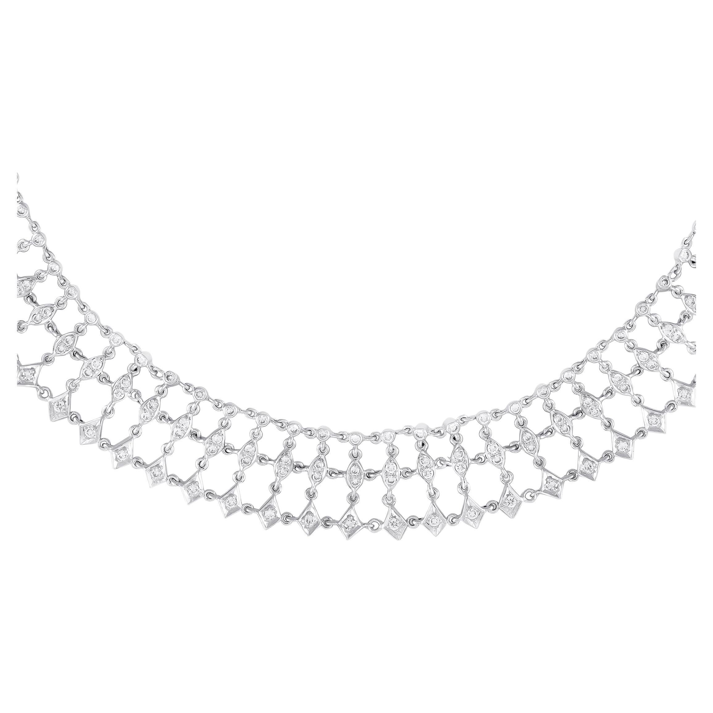 18K White Gold 8.53ct Diamond Necklace For Sale