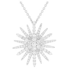 Collier Sunburst en or blanc 18 carats avec diamants de 2,30 carats