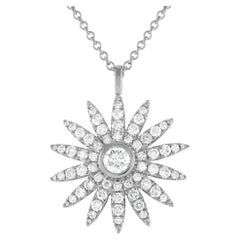 18K White Gold 1.80ct Diamond Sunflower Necklace