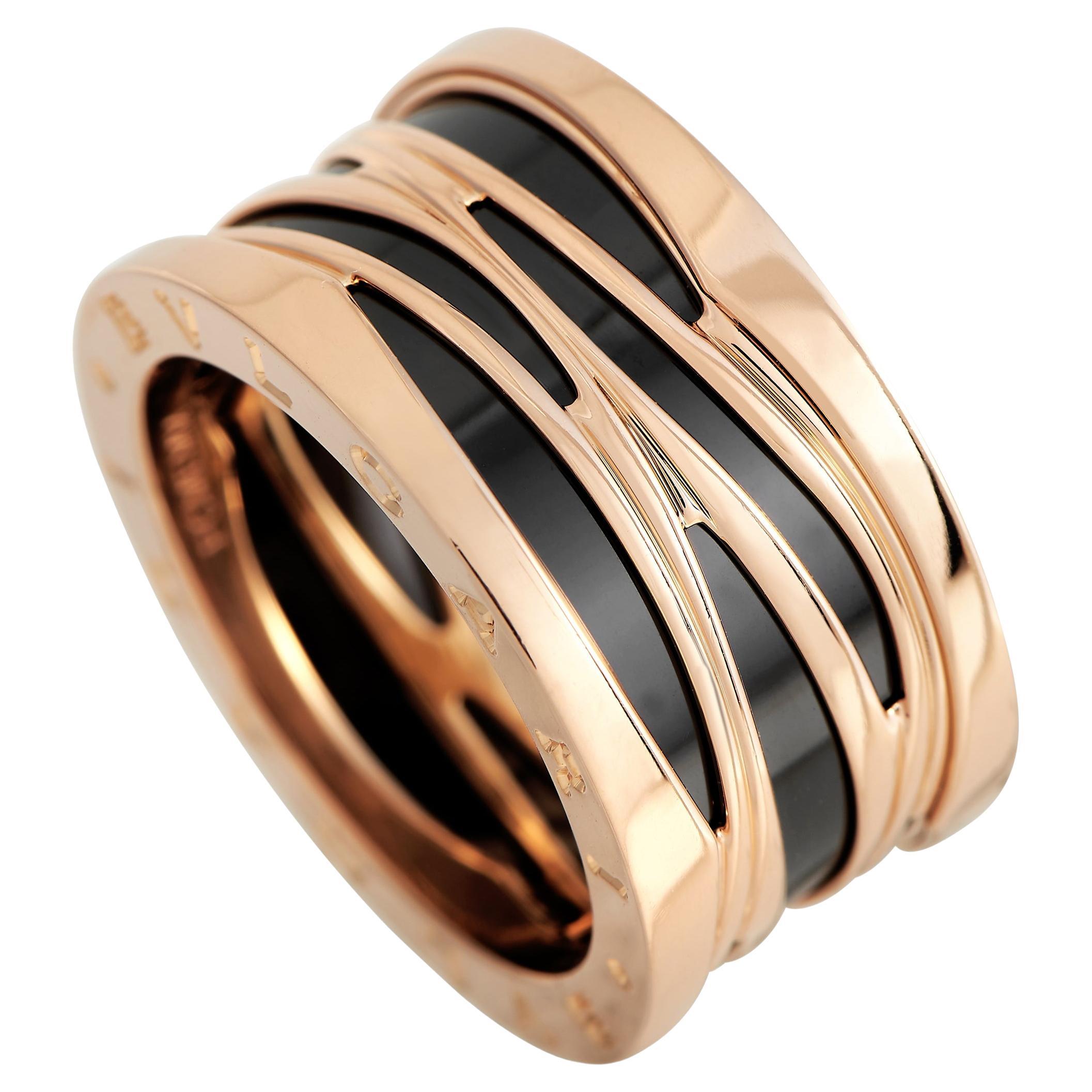 Bvlgari B.zero1 18K Rose Gold Ceramic Band Ring For Sale
