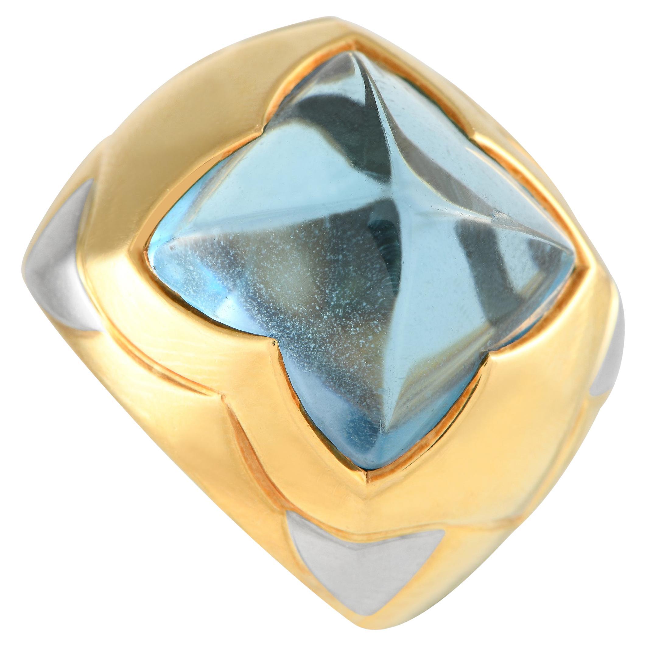Bvlgari 18K Yellow Gold Topaz Pyramid Ring For Sale