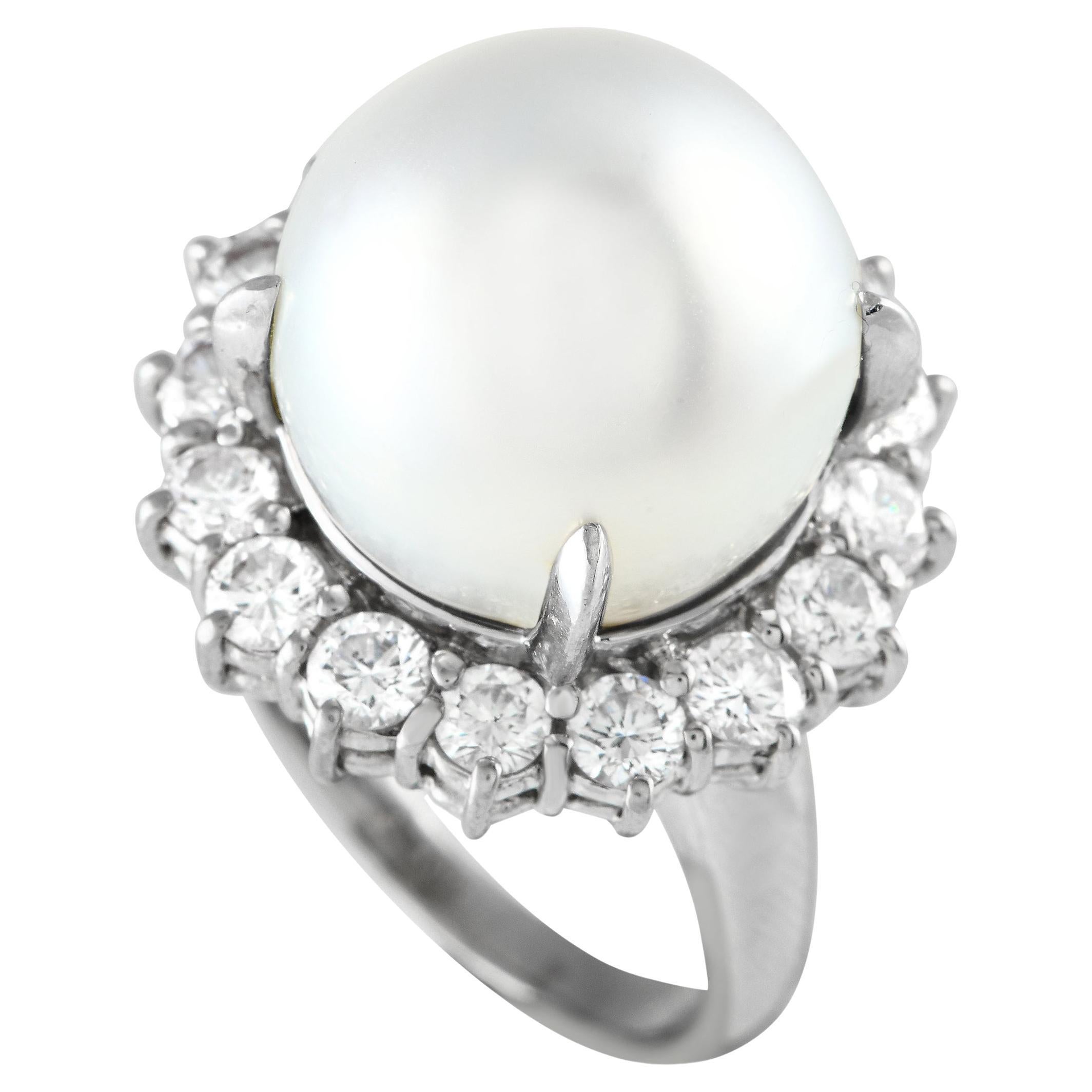 Platinum 1.99ct Diamond and Pearl Cocktail Ring MF20-021324
