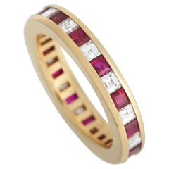 Tiffany & Co. 18K Yellow Gold 0.98ct Diamond & Ruby Band Ring