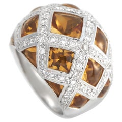 18K White Gold 1.49ct Diamond and Citrine Dome Ring MF02-021524