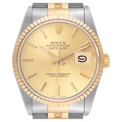 Rolex Datejust 36 Steel Yellow Gold Champagne Dial Mens Watch 16233 Box Papers