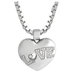 Chopard, collier pendentif Happy Diamond en or blanc 18 carats avec cœur en diamant 0,25 carat