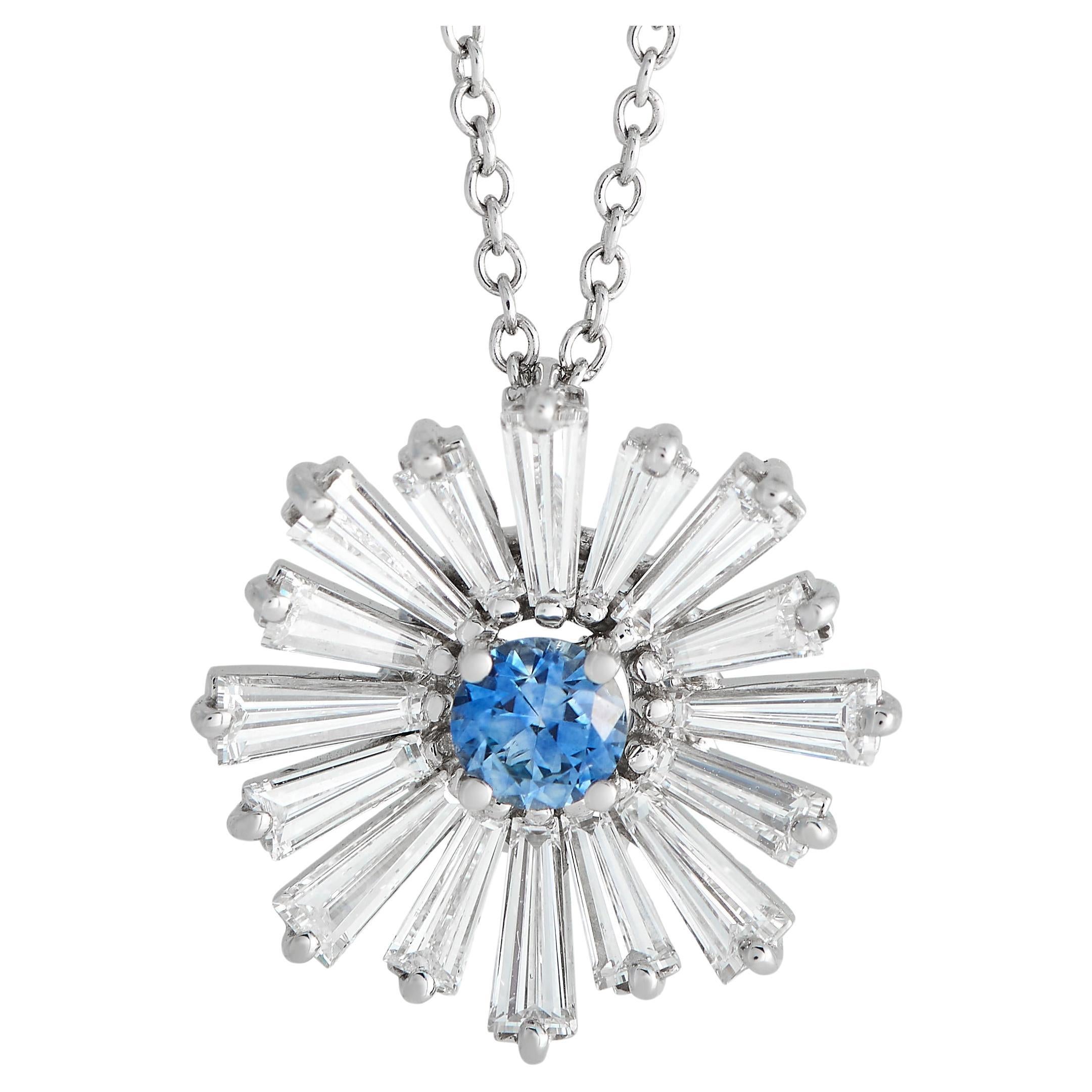 Harry Winston Platinum 1.25ct Diamond and Sapphire Necklace For Sale