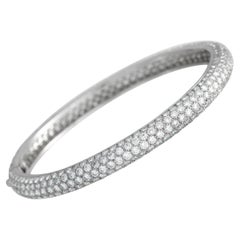 Cartier 18K White Gold 13.50ct Diamond Pav Bangle Bracelet