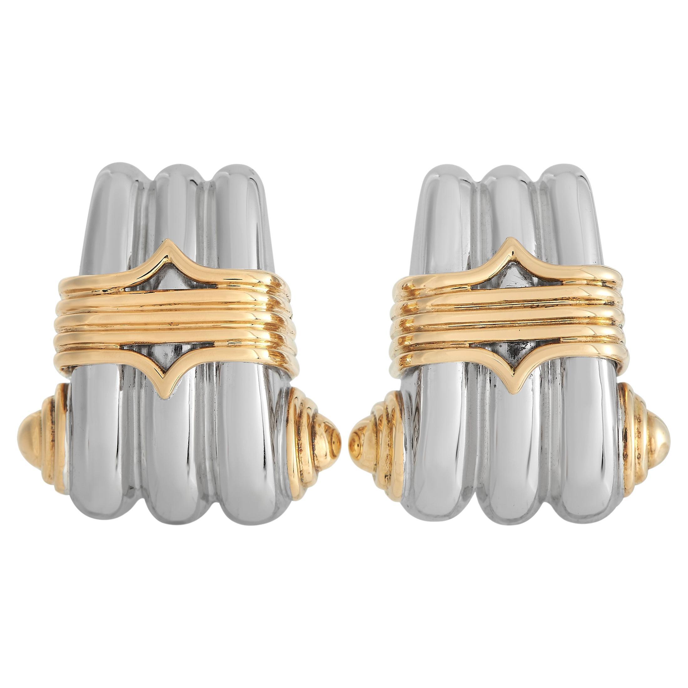 Zolotas 18K Yellow Gold and Silver Clip-On Earrings For Sale