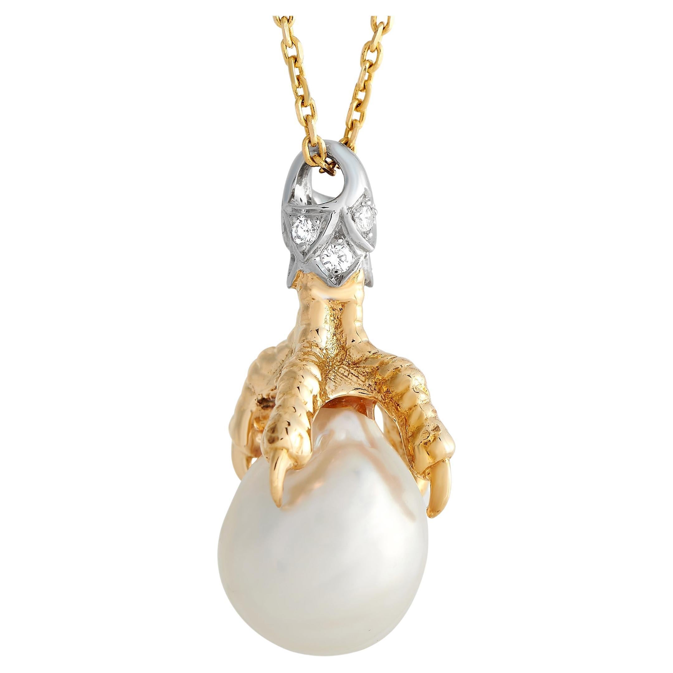 Carrera y Carrera Collier Talons d'aigle en or jaune blanc 18 carats, diamants et perles en vente