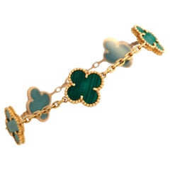 Van Cleef & Arpels Alhambra 18K Yellow Gold Malachite  Bracelet