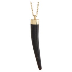 Used Gucci 18K Yellow Gold Onyx Italian Horn Necklace