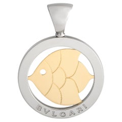 Bvlgari Tondo Pendentif poisson en or jaune 18 carats et acier