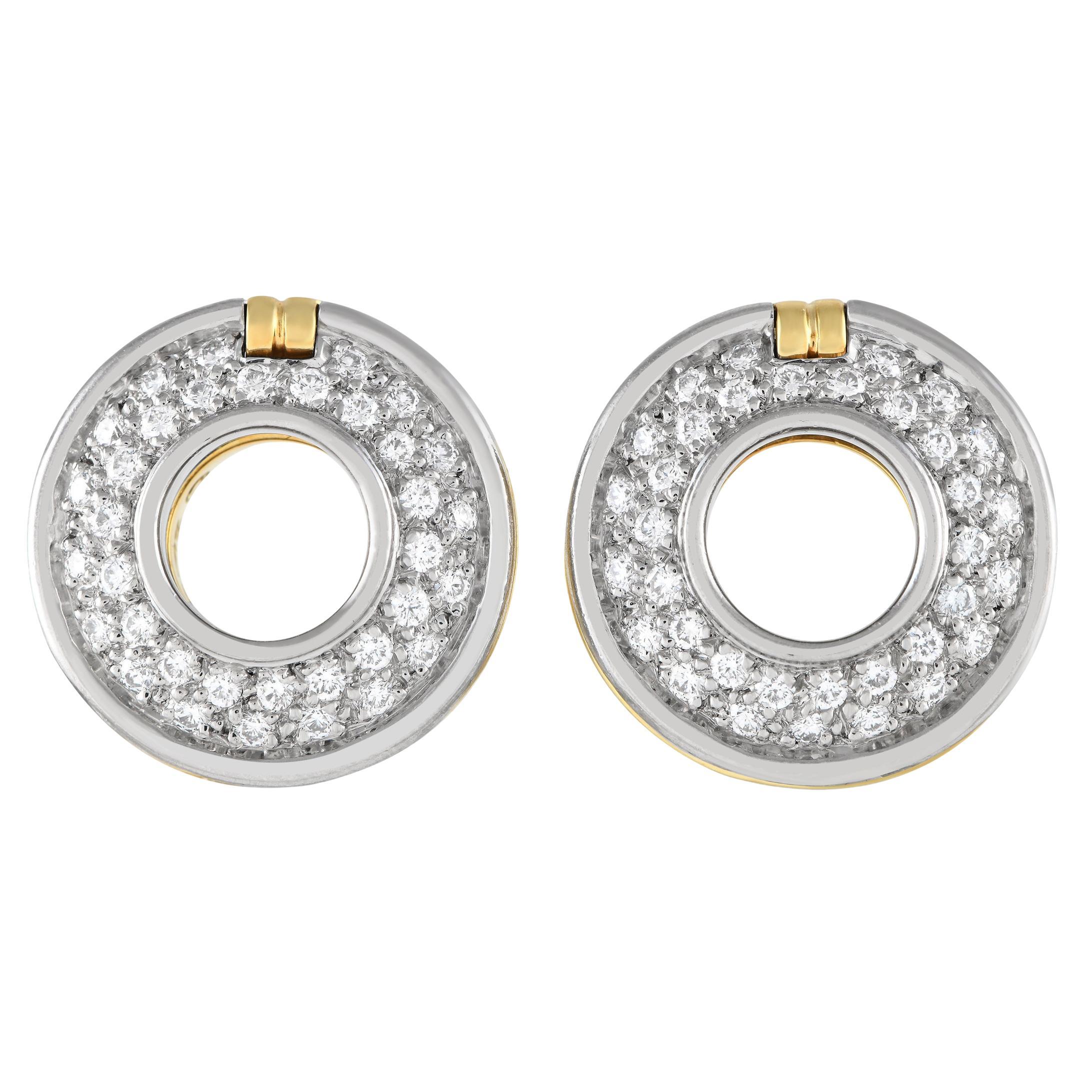 Tiffany & Co. Boucles d'oreilles Paloma Picasso en or blanc et jaune 18 carats avec diamants 0,35 carat en vente