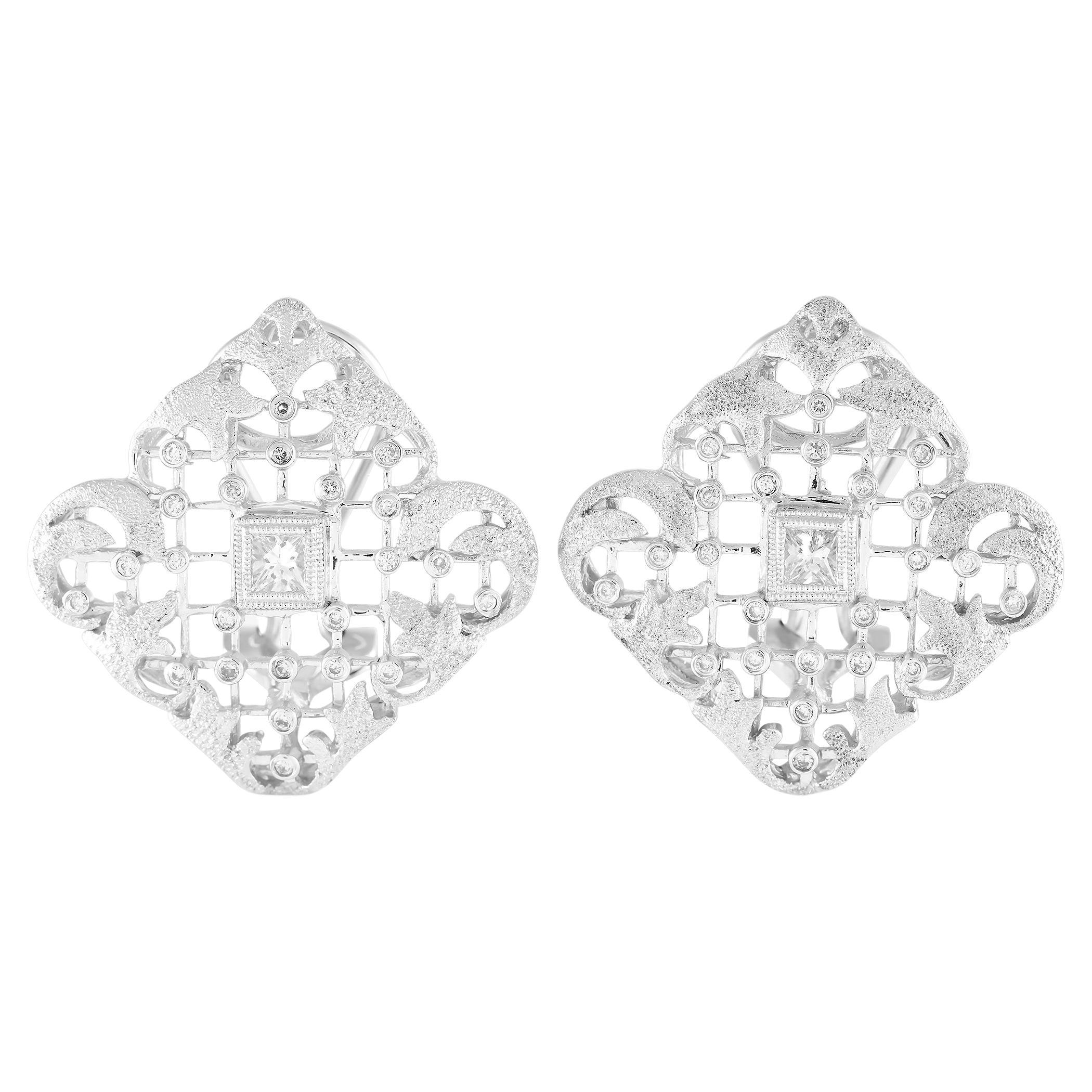 18K White Gold 0.45ct Diamond Clip-On Earrings