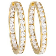 18K Yellow Gold 7.20ct Diamond Inside-Out Hoop Earrings