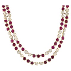 18K Yellow Gold 6.50ct Diamond and Ruby Necklace