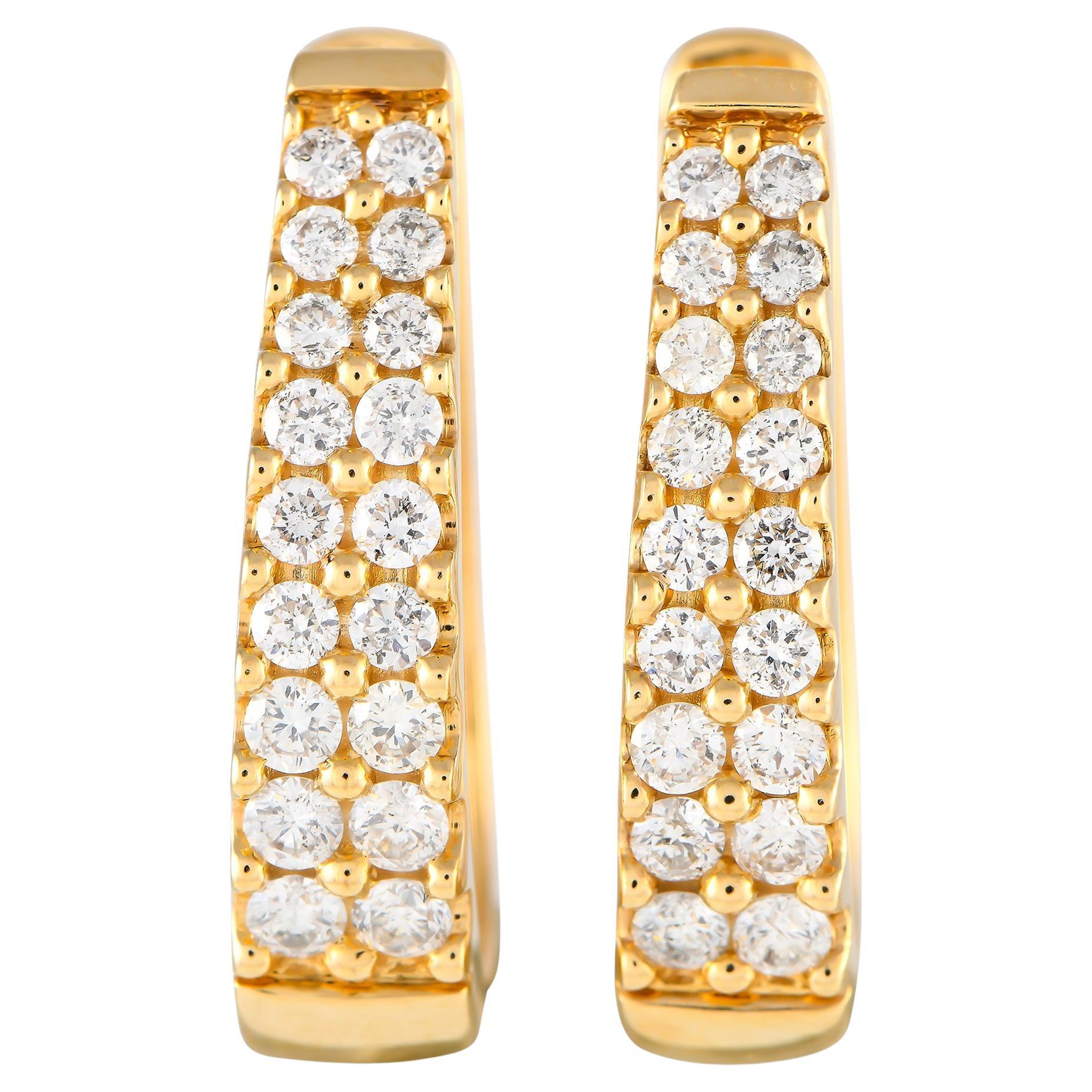 14K Yellow Gold 1.0ct Diamond Earrings For Sale
