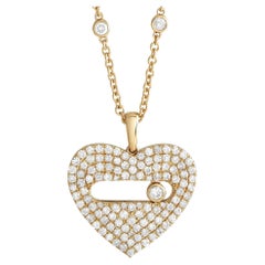 Collier cœur Pav en or jaune 14 carats et diamants 2,10 carats 