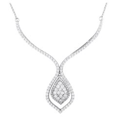 Collier en or blanc 14 carats avec diamants de 1,50 carat 