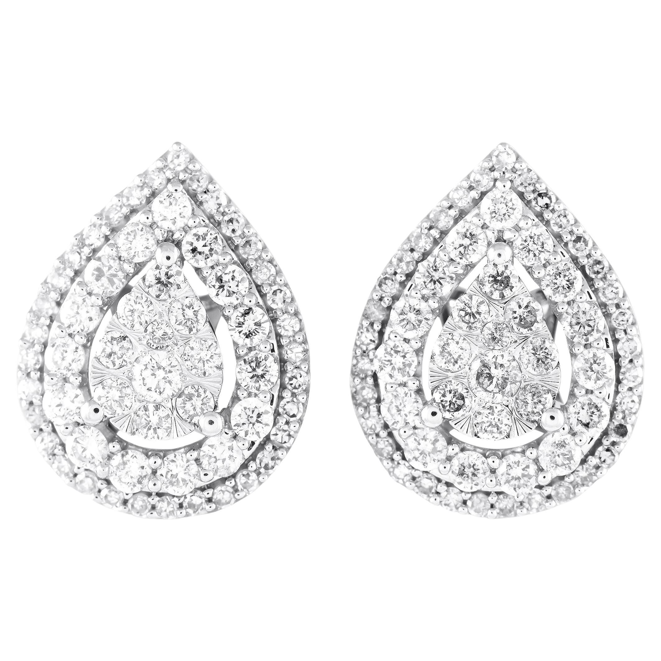 14K White Gold 1.0ct Diamond Earrings For Sale