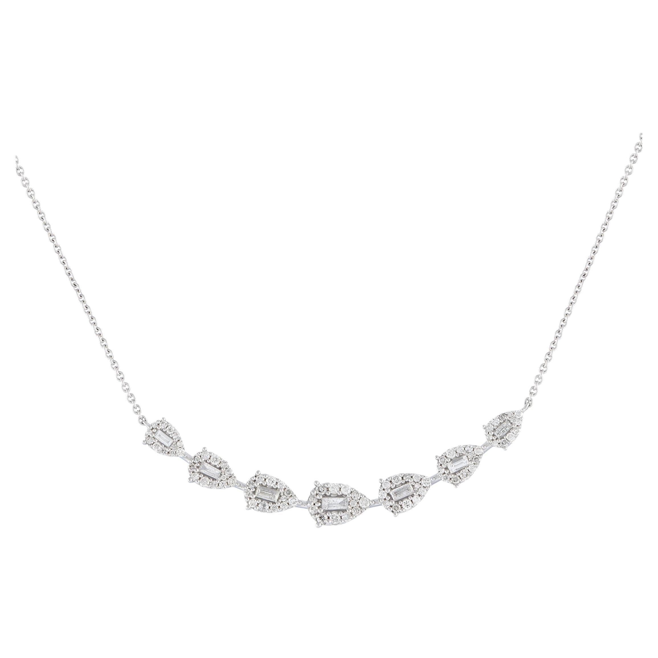 14K White Gold 1.0ct Diamond Necklace For Sale